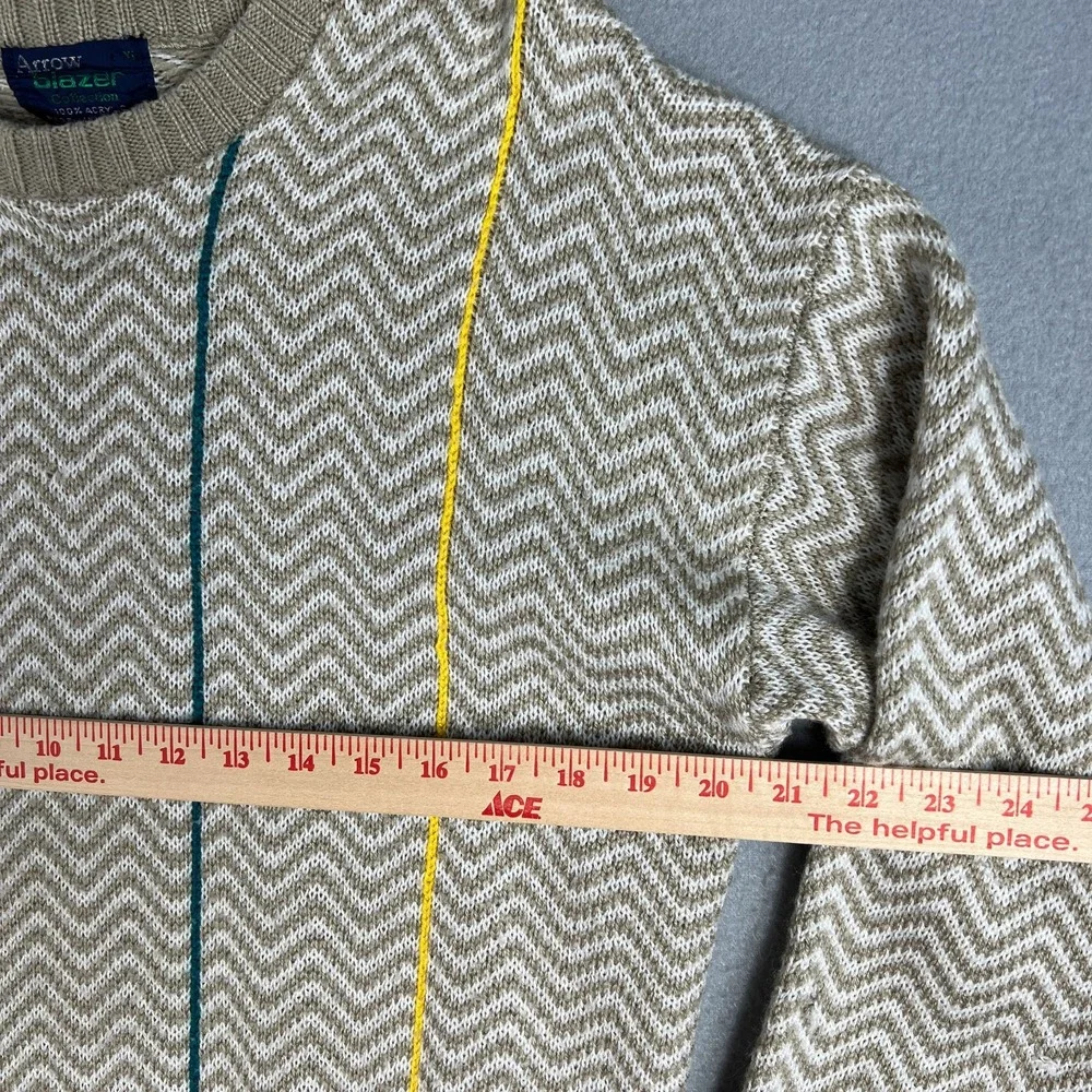 VTG Arrow‎ Blazer Collection Sweater FIts L Chevron Knit Stripe 80s 90s Acrylic